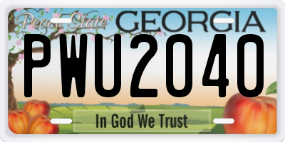 GA license plate PWU2040