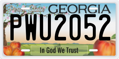 GA license plate PWU2052