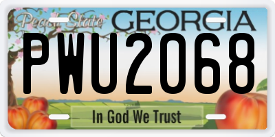 GA license plate PWU2068
