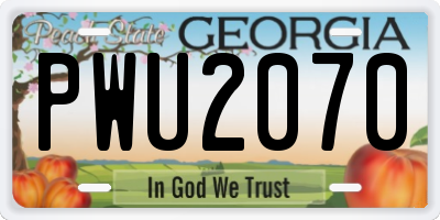 GA license plate PWU2070
