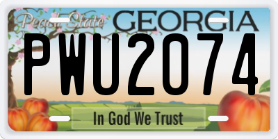 GA license plate PWU2074