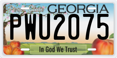 GA license plate PWU2075