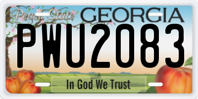 GA license plate PWU2083