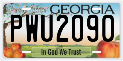 GA license plate PWU2090