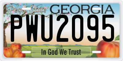 GA license plate PWU2095