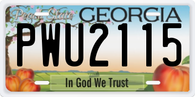 GA license plate PWU2115