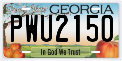 GA license plate PWU2150