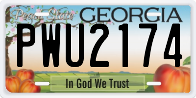GA license plate PWU2174