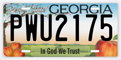 GA license plate PWU2175