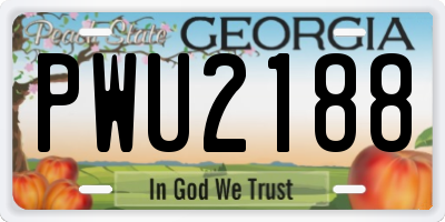 GA license plate PWU2188
