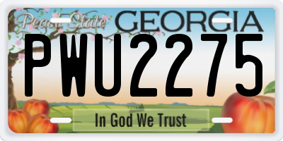 GA license plate PWU2275