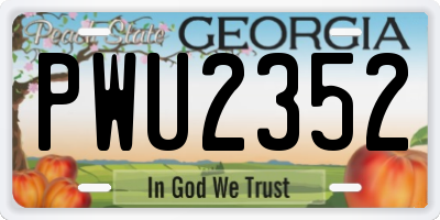GA license plate PWU2352