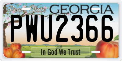 GA license plate PWU2366