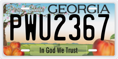 GA license plate PWU2367