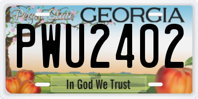 GA license plate PWU2402