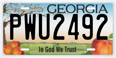 GA license plate PWU2492