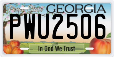 GA license plate PWU2506