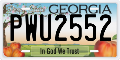 GA license plate PWU2552