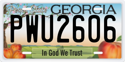 GA license plate PWU2606