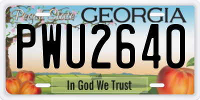 GA license plate PWU2640