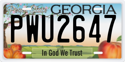 GA license plate PWU2647