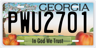 GA license plate PWU2701