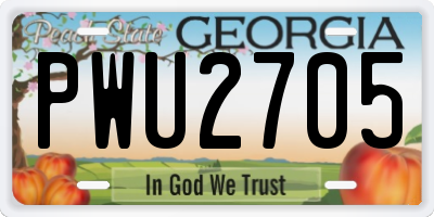 GA license plate PWU2705