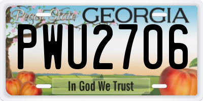 GA license plate PWU2706