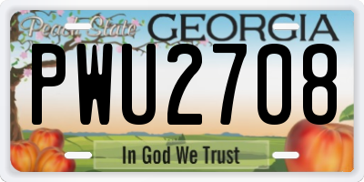 GA license plate PWU2708