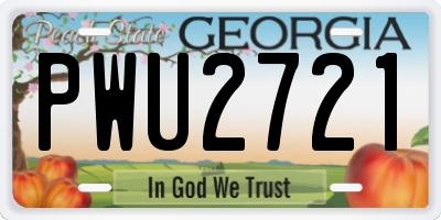 GA license plate PWU2721