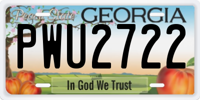 GA license plate PWU2722