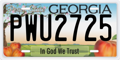 GA license plate PWU2725