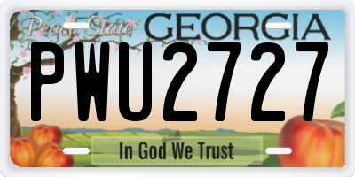 GA license plate PWU2727