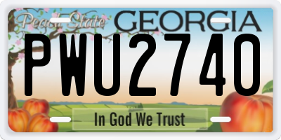 GA license plate PWU2740