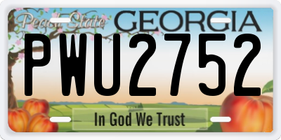 GA license plate PWU2752