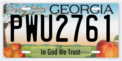 GA license plate PWU2761