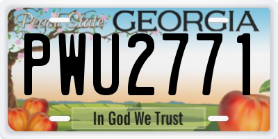 GA license plate PWU2771