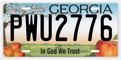 GA license plate PWU2776