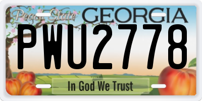 GA license plate PWU2778