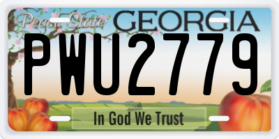 GA license plate PWU2779