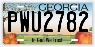 GA license plate PWU2782