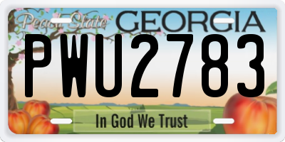 GA license plate PWU2783
