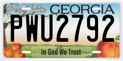 GA license plate PWU2792