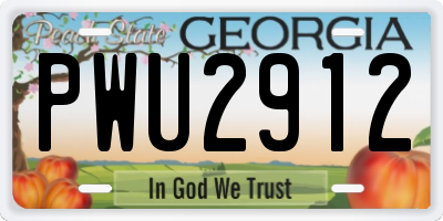 GA license plate PWU2912