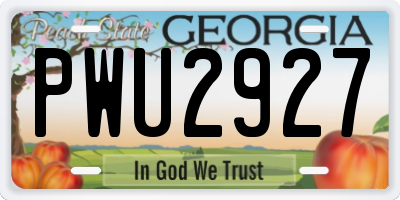 GA license plate PWU2927