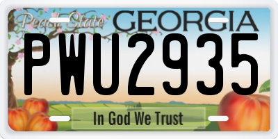GA license plate PWU2935