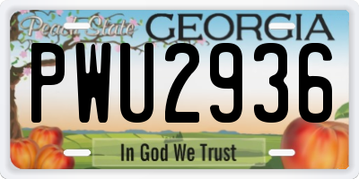 GA license plate PWU2936