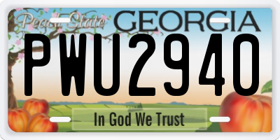 GA license plate PWU2940