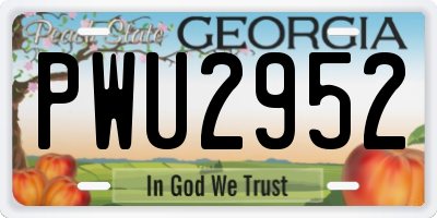 GA license plate PWU2952