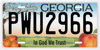 GA license plate PWU2966